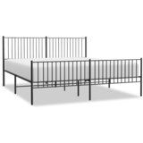 Maison Chic Kovinski Posteljni okvir - Dvoposteljna postelja - Zakonska postelja z vzglavjem in vznožjem črn 193x203 cm, (21697423) | Shoptok.si