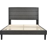 Lumor Oblazinjena postelja iz lanene tkanine – 140x200 cm – sodoben slog – siva, (22151038) | Shoptok.si