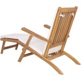 PREKLOPNA ležaljka s jastučićem Bijela Čvrsto teak drvo | shoptok.hr