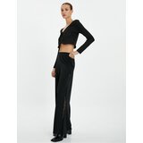 Koton Wide Leg Trousers Regular Waist with Lace Detail on the Sides Cene