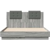 Okvir za krevet s uzglavljem boja sivog hrasta 135x190 cm | shoptok.hr