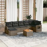 Maison Chic Seti vrtnega pohištva - Vrtna garnitura - Vrtni pohištvo set 8-delna z blazinami siv poli ratan, (21798525) | Shoptok.si