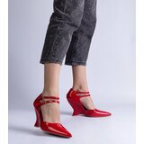 Gemre Red patent wedge pumps with buckles Vizario | shoptok.hr