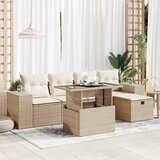 vidaXL 6-dijelni set vrtnih sofa s jastucima bež od poliratana | shoptok.hr