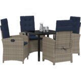  Set za blagovanje za vrt od 5 dijelova s jastučićima u sivoj poly rattan boji | shoptok.hr