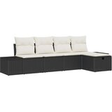 vidaXL 5-delni set vrtnih kavčev z blazinami Črn Poli ratan | Shoptok.si
