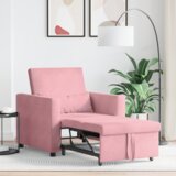 vidaXL 3-v-1 enosobni kavč za spanje iz roza žameta | Shoptok.si