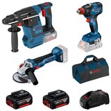 Bosch GBH 18V-26 + GDX 18V-200 + GWS 18V-10 + 2 x 5.0Ah + GAL188CV u torbi, set aku.alata