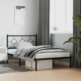 Maison Chic Kovinski Posteljni okvir - Enojna postelja - Postelja za odrasle z vzglavjem črn 107x203 cm, (21694673) | Shoptok.si