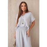Kesi Włoski Set with necklace blouse + pants grey Cijene
