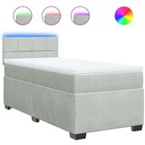 vidaXL Box spring postelja z vzmetnico svetlo siva 90x200 cm žamet | Shoptok.si