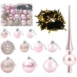  Umjetno božićno drvce s kuglicom 120 cm 150 LED lampica - Zelena i bijela 120 cm s LED-ima i ružičastim lopticama | shoptok.hr