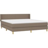  Box spring postelja z vzmetnico taupe 180x200 cm blago | Shoptok.si