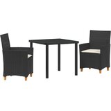vidaXL 3-dijelni set vrtnih stolica s jastučićima Crni Poli Ratan | shoptok.hr