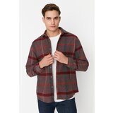 Trendyol Claret Red Men Regular Fit Woodcut Plaid Shirt | Shoptok.si