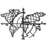 WALLXPERT zidna dekoracija World Map Compass, 65x95cm, Crna | ePonuda.com