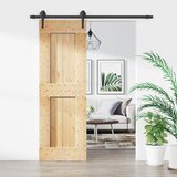  Klizna vrata Prirodna i crna 70 x 210 cm Čvrsta borovina | shoptok.hr