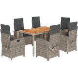  The Living Store Vrtna jedilna garnitura 7-delna z blazinami siv poli ratan - Vrtna Jedilna Garnitura, (21447616) | Shoptok.si