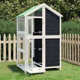 vidaXL Ptičja hišica siva 97x81x152 cm trdna borovina | Shoptok.si