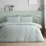 Catherine Lansfield Zelena 3-delna posteljnina za zakonsko posteljo/podaljšana 230x220 cm Epping Textured Stripe – | Shoptok.si