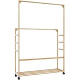  Stalak za odjeću s policama i kotačima 90x35x155 cm bambus | shoptok.hr