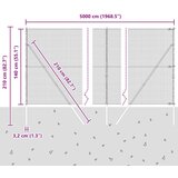 vidaXL zavarena žičana ograda s 7 postova siva 1.4x50 m čelik | shoptok.hr