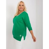 Fashion Hunters Green blouse plus size with 3/4 sleeves Cene