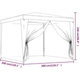 Šator za zabave s 4 mrežasta bočna zida antracit 3 x 3 m HDPE | shoptok.hr