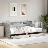  The Living Store Dnevna postelja s predali siva sonoma 100x200 cm inženirski les - Dnevna Postelja, (21498049) | Shoptok.si
