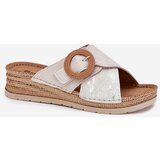 Inblu Wedge Sandals For Women With Decorative Buckle Light Beige | Shoptok.si
