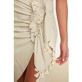 Trendyol Beige Tie Detail Linen Skirt | Shoptok.si