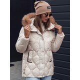 DStreet Kurtka damska zimowa LUMORE pikowana z kapturem jasno beżowa | Shoptok.si