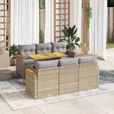  7-dijelni set vrtnih sofa s jastucima bež od poliratana bagrem | shoptok.hr