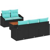 vidaXL Vrtna sedežna garnitura z blazino 6 pcs Črna poli ratan, (5000144622) | Shoptok.si