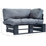  Vrtna sofa od paleta od borovine sa sivim jastucima | shoptok.hr