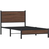 vidaXL Metalni okvir kreveta s uzglavljem smeđa boja hrasta 107x203 cm | shoptok.hr