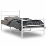 Furnova Kovinski posteljni okvir z vzglavjem in vznožjem bel 100x200 cm, (21935155) | Shoptok.si