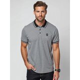 Ombre Men's melange polo shirt with striped collar - black melange | Shoptok.si