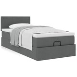 vidaXL Otomanski posteljni okvir z vzmetnico siv 100x200 cm blago | Shoptok.si