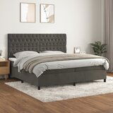 The Living Store Box spring postelja z vzmetnico temno siva 200x200 cm žamet - Box Spring Postelja, (21493421) | Shoptok.si