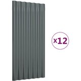Krovni paneli 12 kom pocinčani čelik antracit 80x36 cm | shoptok.hr
