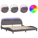  Okvir kreveta s LED svjetlima sivi 200 x 200 cm umjetna koža | shoptok.hr