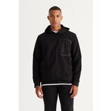 ALTINYILDIZ CLASSICS Men's Black Standard Fit Regular Fit Hooded Cotton Sweatshirt Cene