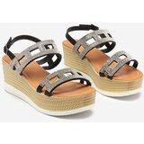 Resti Black women's sandals with zircons on a wedge Masewi - Footwear Cene