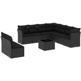  10-dijelni set vrtnih sofa s jastucima crni od poliratana | shoptok.hr
