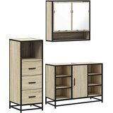  3-dijelni set kupaonskog namještaja boja hrasta sonome drveni | shoptok.hr