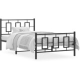 Furnova Kovinski posteljni okvir z vzglavjem in vznožjem črn 107x203 cm, (21940485) | Shoptok.si