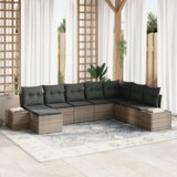 vidaXL 8-delni zunanji kavč set z blazinami siva poli ratan | Shoptok.si