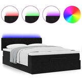  Otomanski krevet s madracem&amp LED crni 140x190 cm baršunasti | shoptok.hr