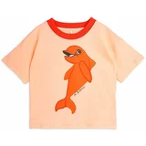 Mini Rodini Otroška bombažna kratka majica Dolphin oranžna barva